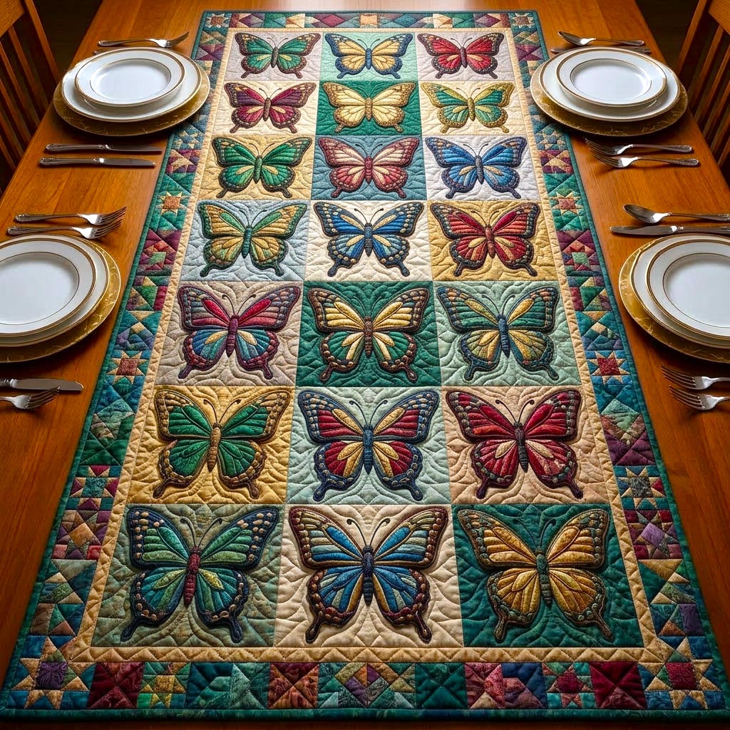 Soft Butterfly Quilted Table Runner GFTOMA10398