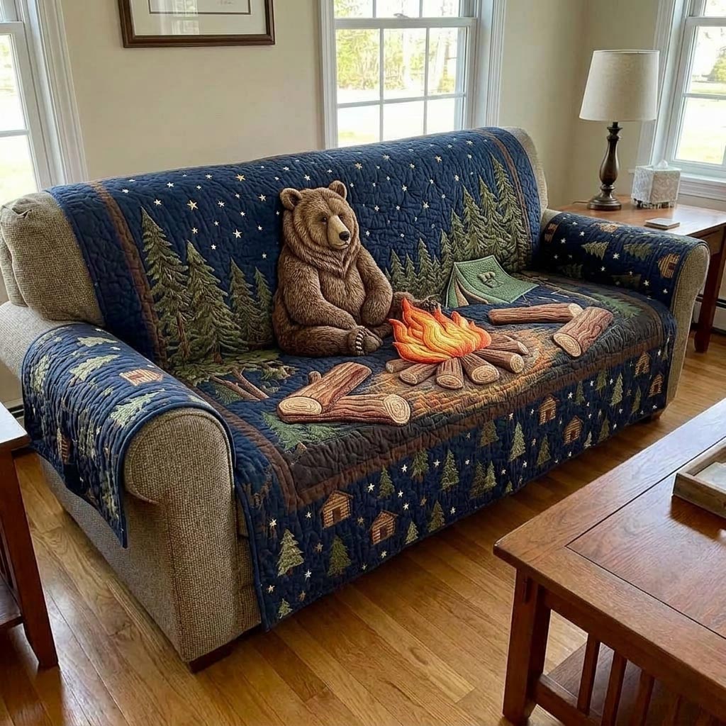 Rustic Bear Quilted Sofa Cover GFTOMA10517