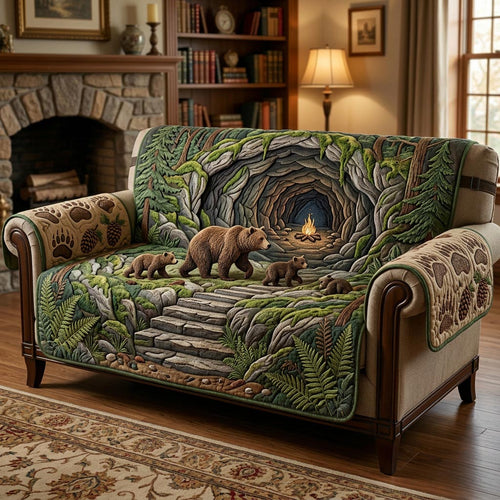 Woodland Bear Quilted Sofa Cover GFTOMA10519