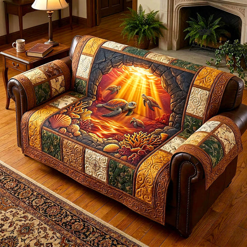 Seashell Calm Quilted Sofa Cover GFTOMA10575