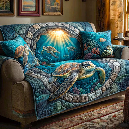 Seashell Calm Quilted Sofa Cover GFTOMA10576