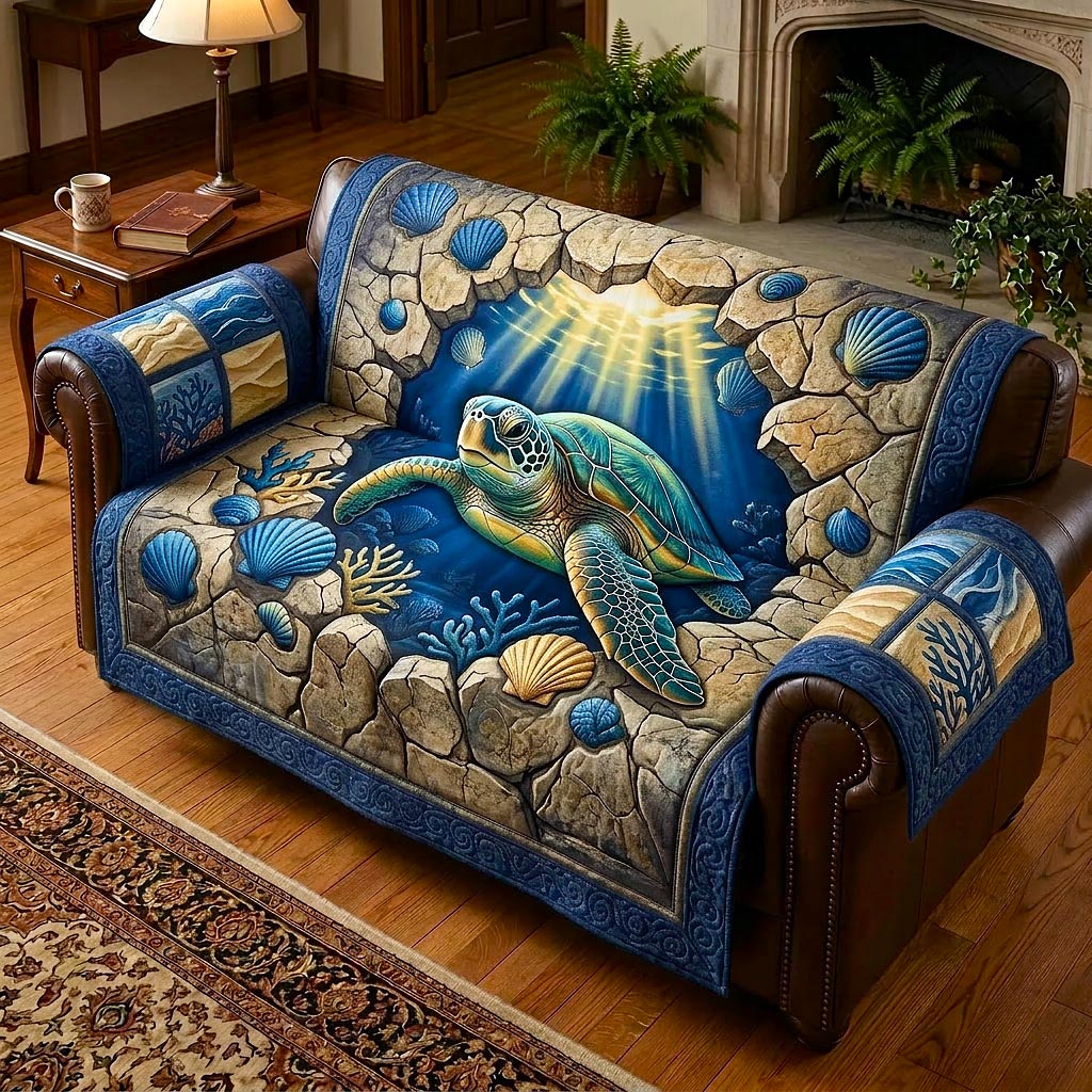 Seashell Calm Quilted Sofa Cover GFTOMA10577
