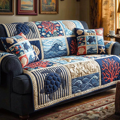 Seashell Calm Quilted Sofa Cover GFTOMA10578