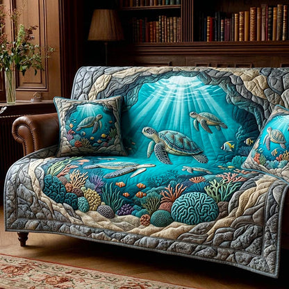 Seashell Calm Quilted Sofa Cover GFTOMA10579