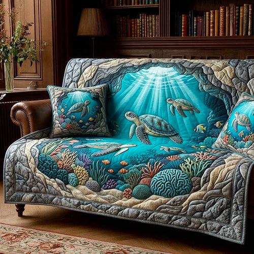 Seashell Calm Quilted Sofa Cover GFTOMA10579