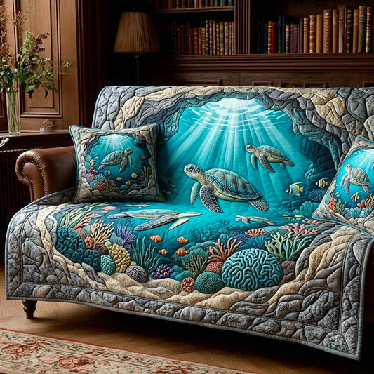 Seashell Calm Quilted Sofa Cover GFTOMA10579