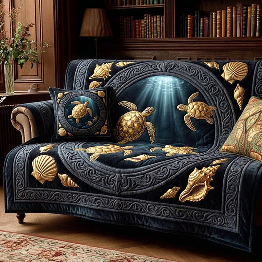 Seashell Calm Quilted Sofa Cover GFTOMA10580