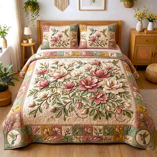 Magnolia Bloom 3-Piece Quilted Bedding Set GFTOMA10664