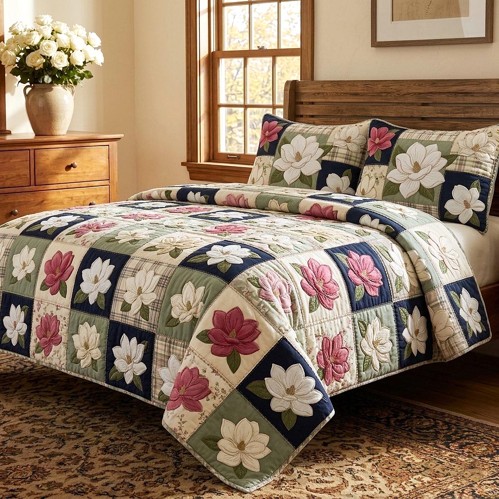 Magnolia Patchwork 3-Piece Quilted Bedding Set GFTOMA10667