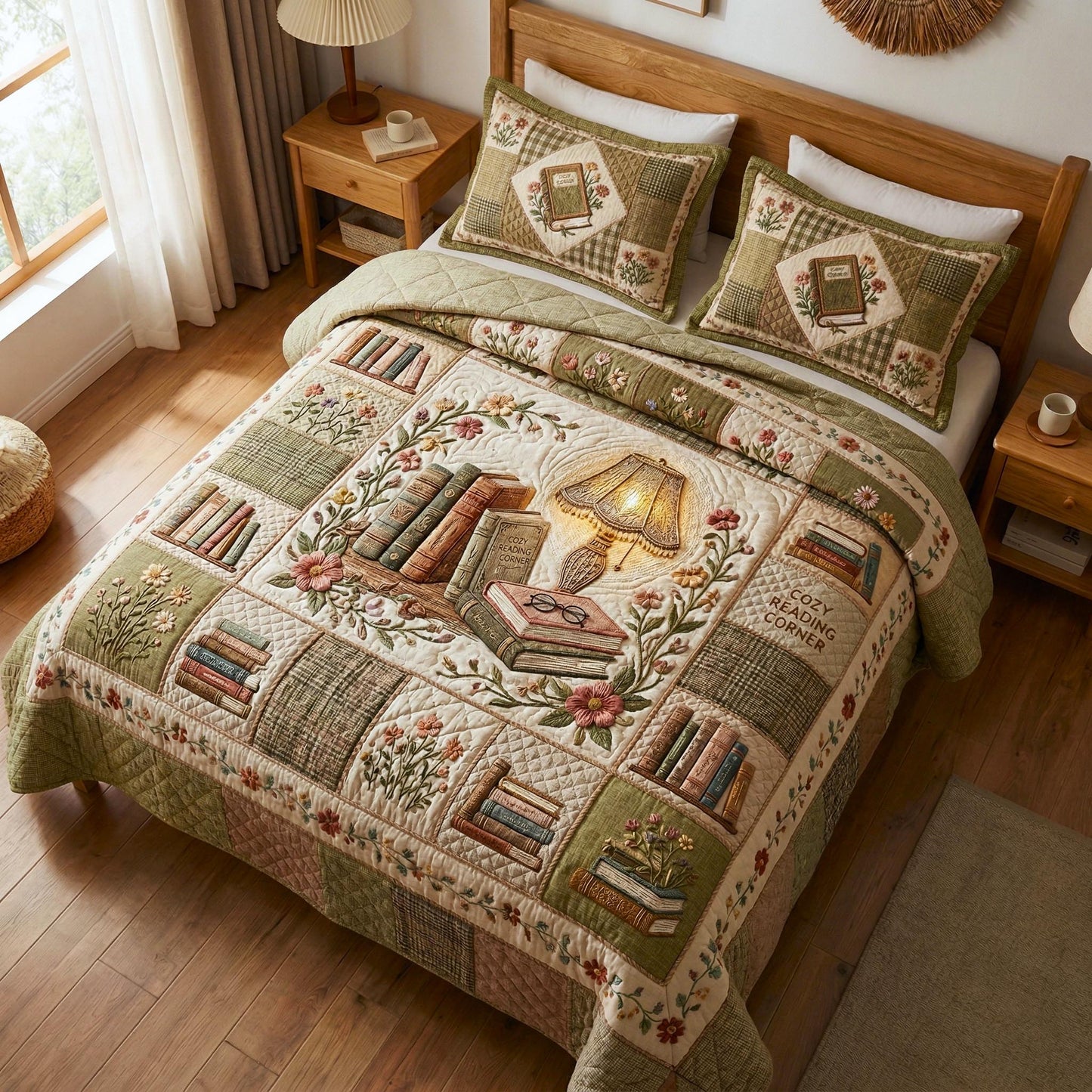 Wildflower Books 3-Piece Quilted Bedding Set GFTOMA10742
