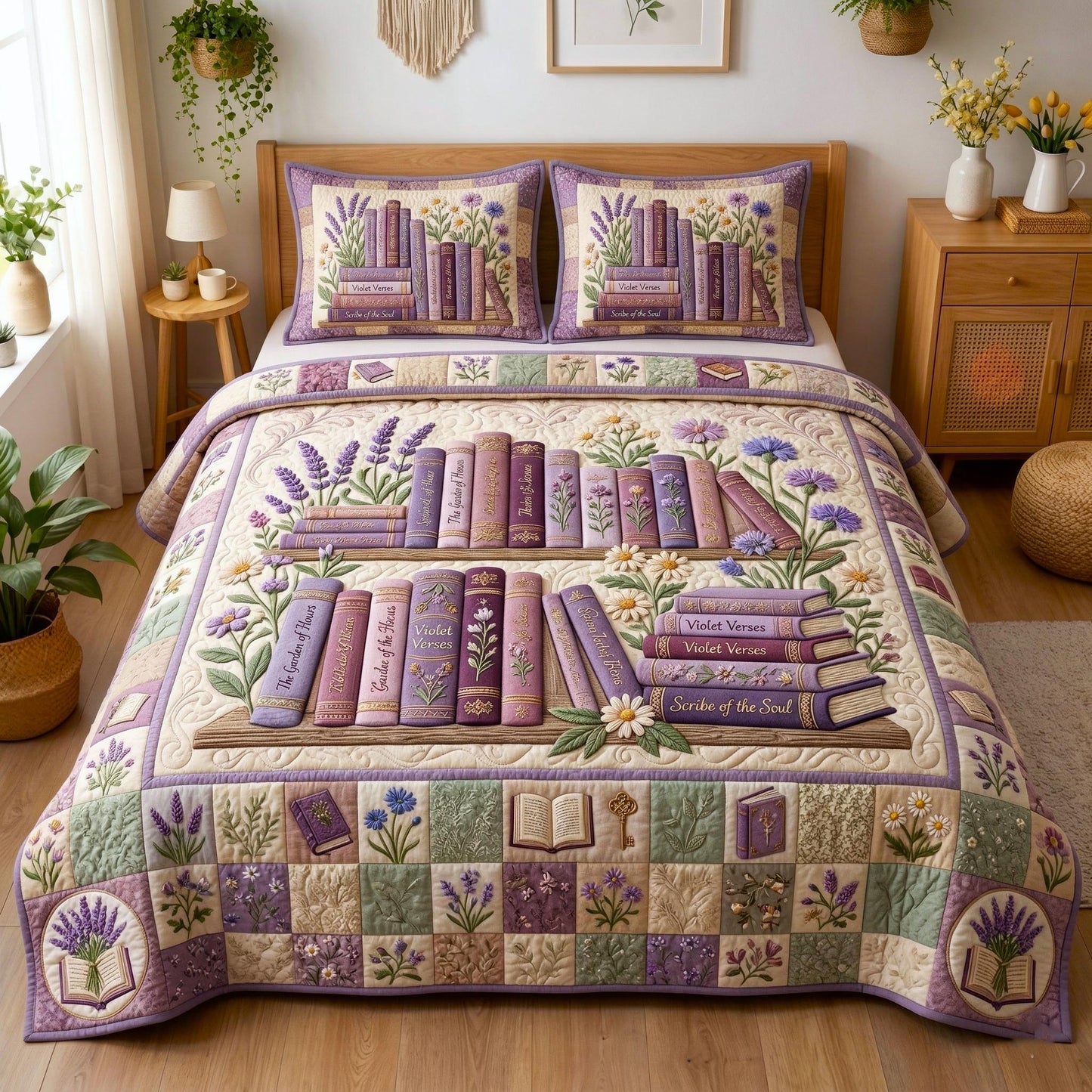 Wildflower Books 3-Piece Quilted Bedding Set GFTOMA10744