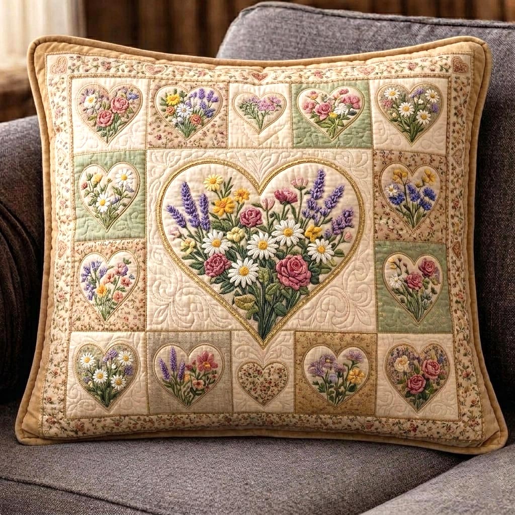 Floral Patchwork Quilted Pillow Case GFTOMA10747
