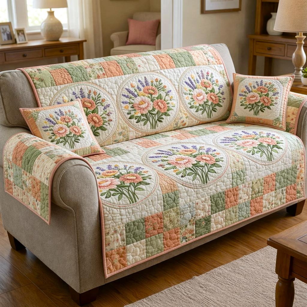 Garden Floral Quilted Sofa Cover GFTOMA10800
