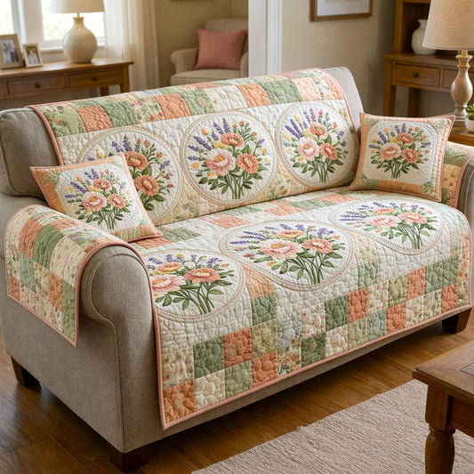 Garden Floral Quilted Sofa Cover GFTOMA10800