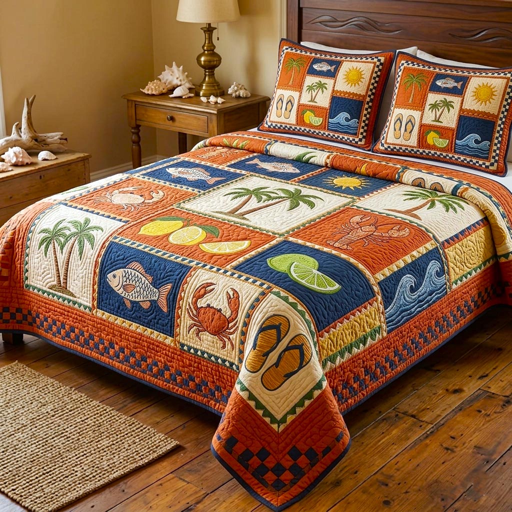 Tropical Escape 3-Piece Quilted Bedding Set GFTOMA10826