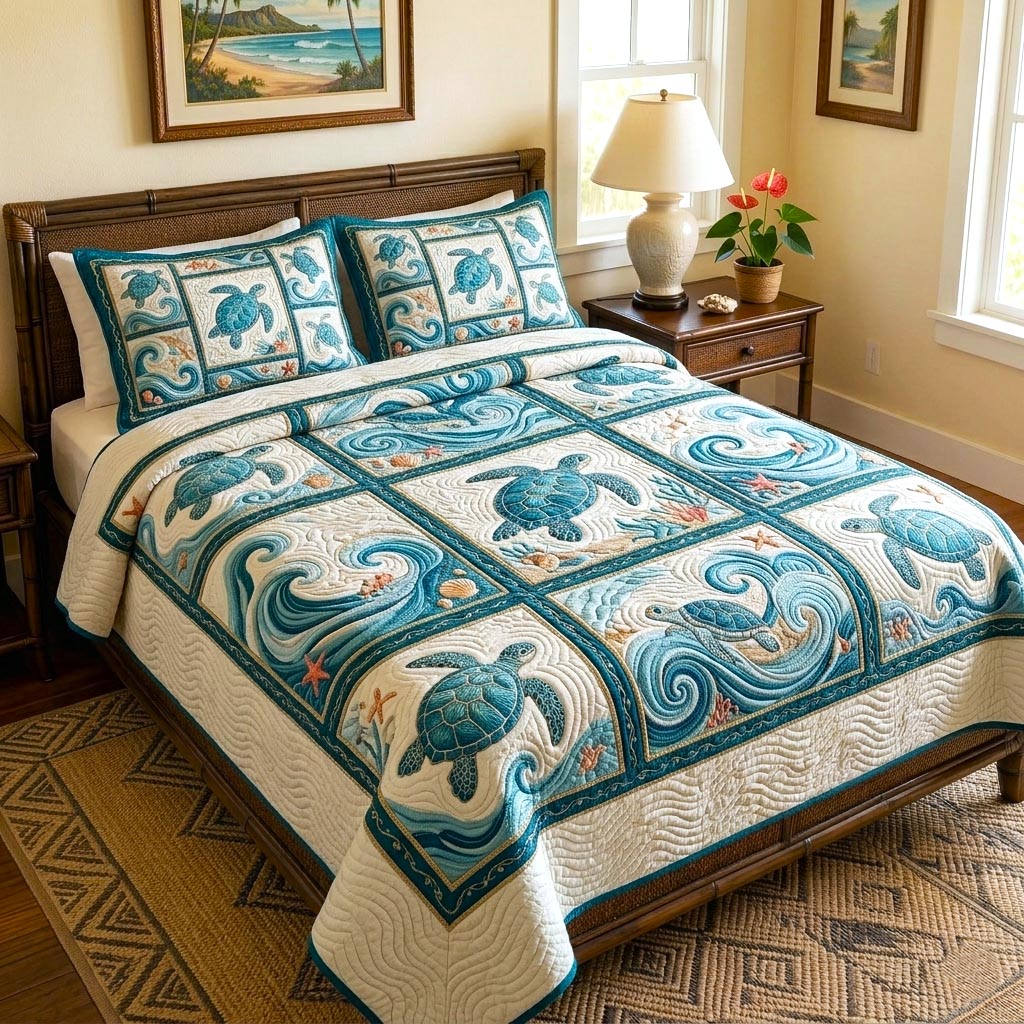 Beachside Escape 3-Piece Quilted Bedding Set GFTOMA10827