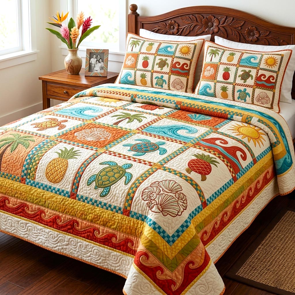 Paradise Vibes 3-Piece Quilted Bedding Set GFTOMA10830