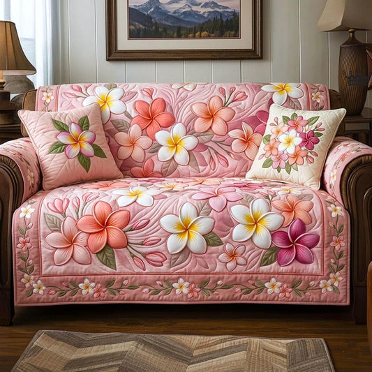 Plumeria Serenity Quilted Sofa Cover GFTOMA10886