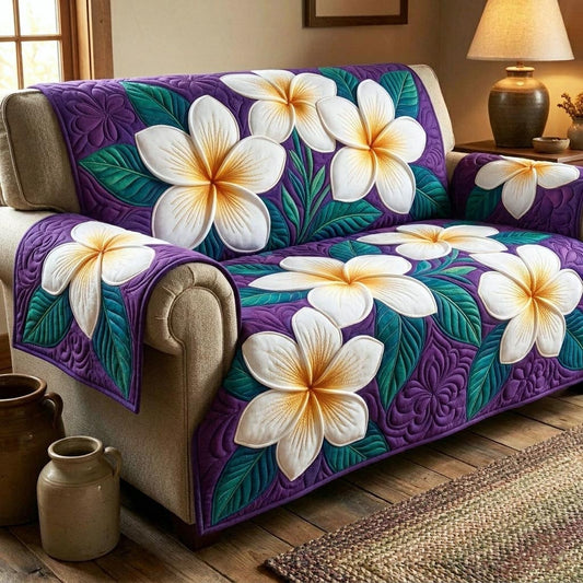 Plumeria Elegance Quilted Sofa Cover GFTOMA10888