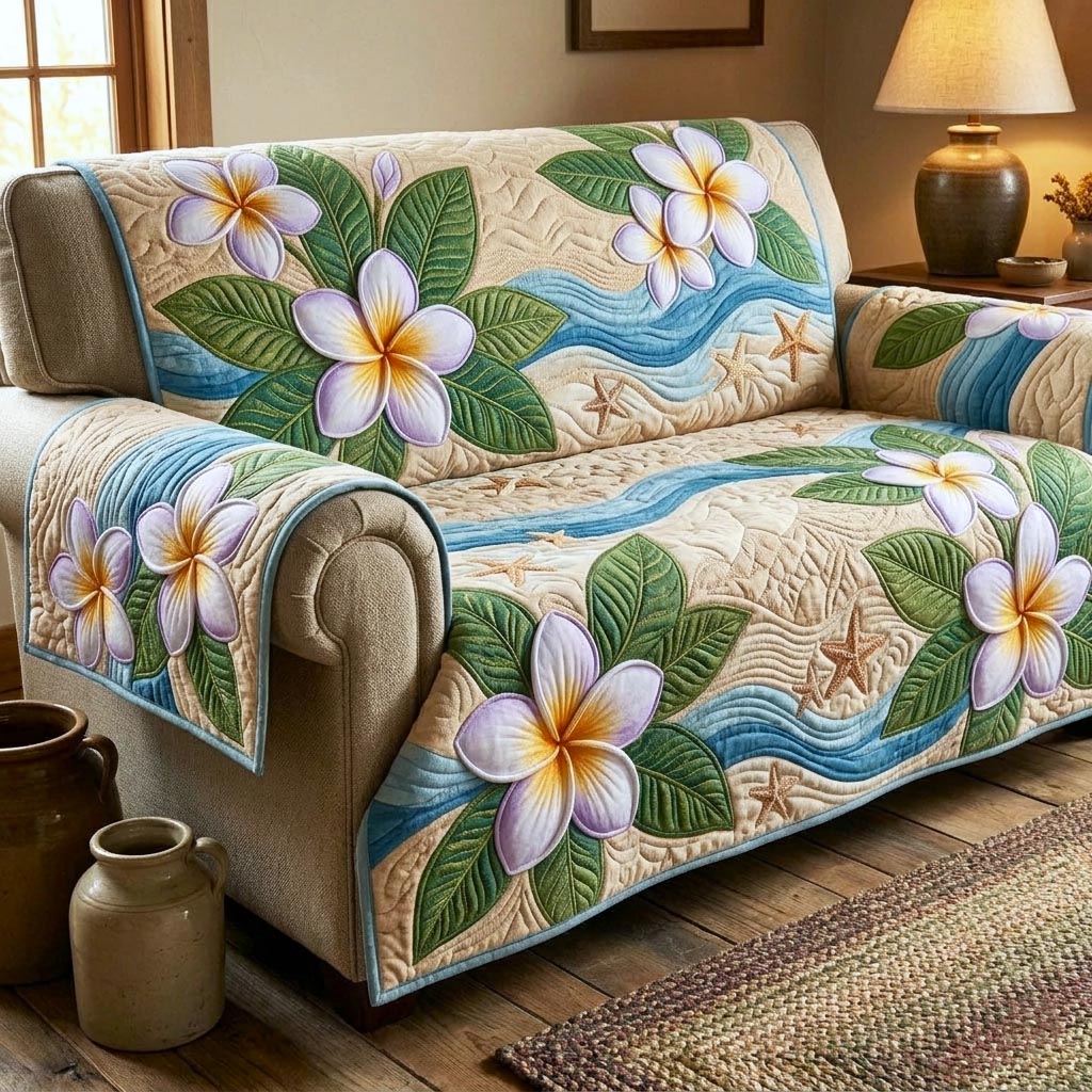 Tropical Plumeria Quilted Sofa Cover GFTOMA10890