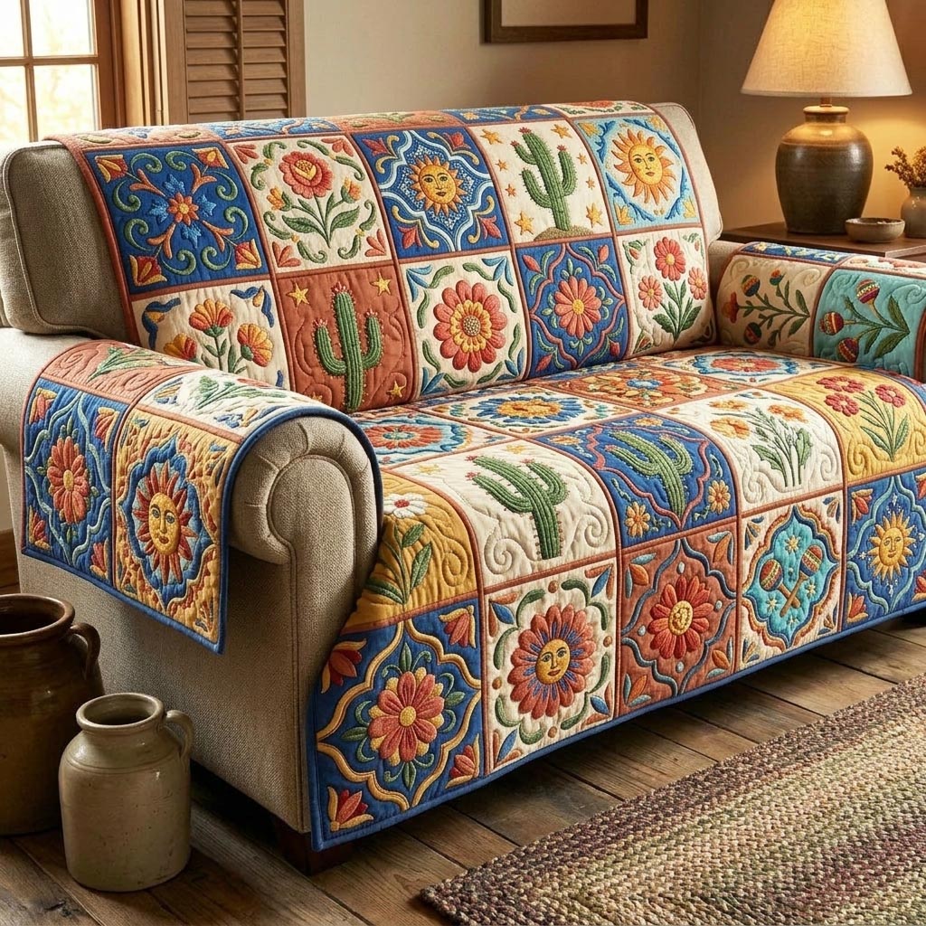 Fiesta Nights Quilted Sofa Cover GFTOMA10895