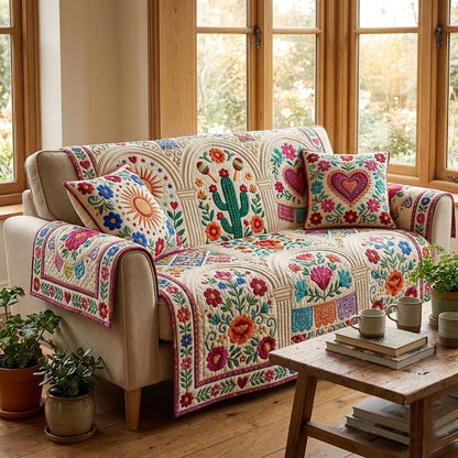 Colorful Fiesta Quilted Sofa Cover GFTOMA10897