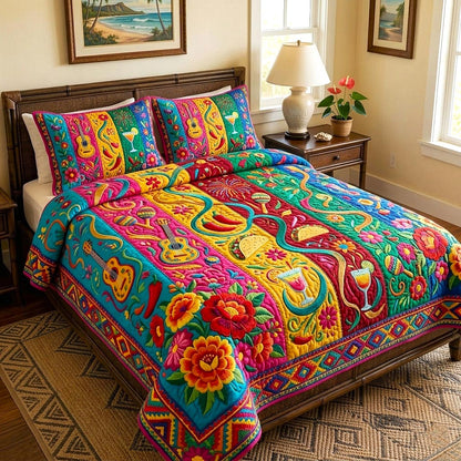 Colorful Fiesta 3-Piece Quilted Bedding Set GFTOMA10929
