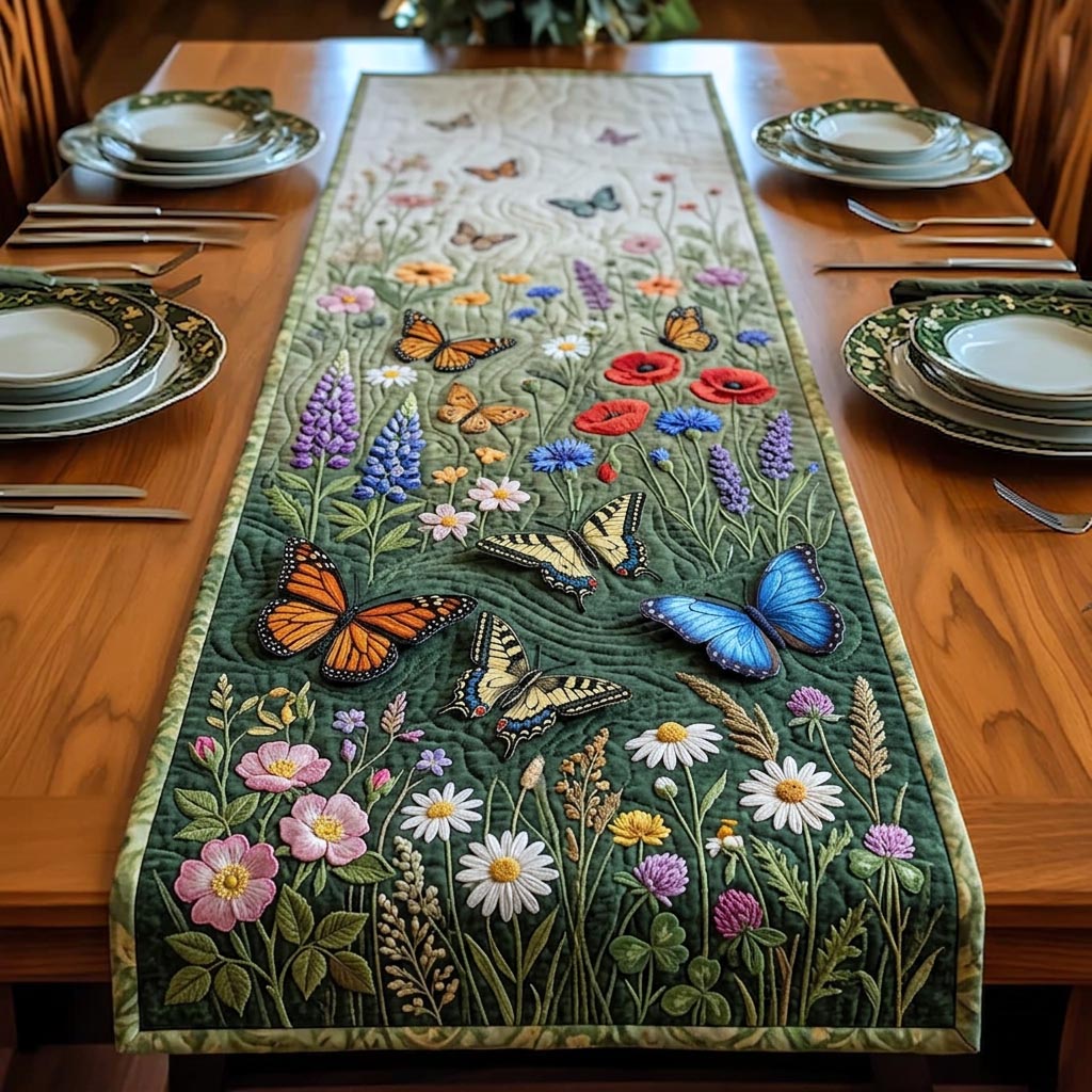 Golden Butterfly Quilted Table Runner GFTOMA11017