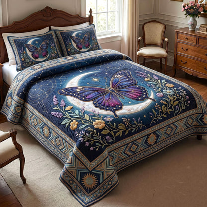 Butterfly Bloom 3-Piece Quilted Bedding Set GFTOMA11022