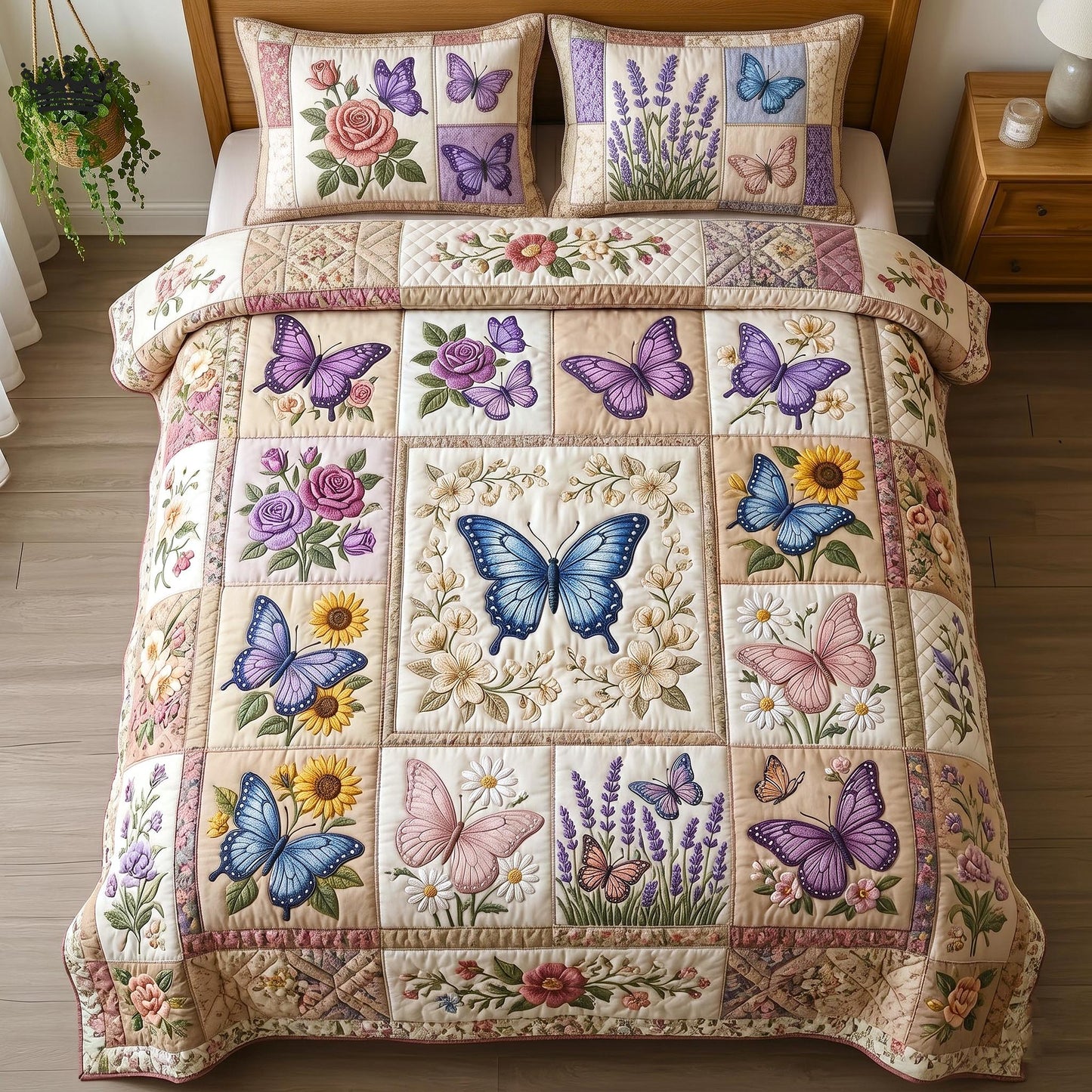 Flutter Wings 3-Piece Quilted Bedding Set GFTOMA11023