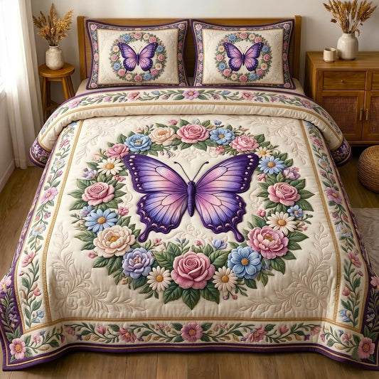 Golden Butterfly 3-Piece Quilted Bedding Set GFTOMA11024