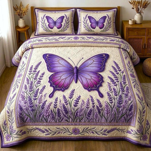 Butterfly Dream 3-Piece Quilted Bedding Set GFTOMA11025