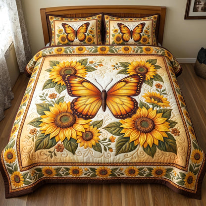 Soft Butterfly 3-Piece Quilted Bedding Set GFTOMA11026