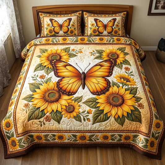 Soft Butterfly 3-Piece Quilted Bedding Set GFTOMA11026