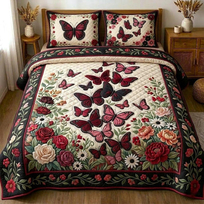 Butterfly Garden 3-Piece Quilted Bedding Set GFTOMA11027