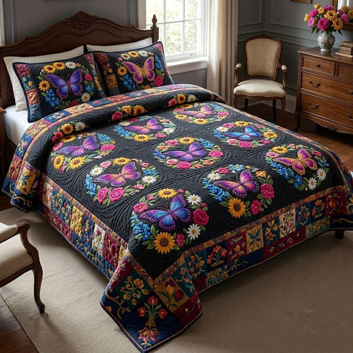 Butterfly Bloom 3-Piece Quilted Bedding Set GFTOMA11028