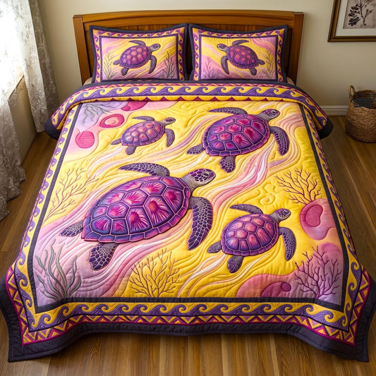 Ocean Turtle 3-Piece Quilted Bedding Set GFTOMA11049