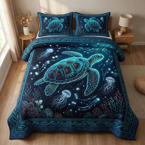 Sea Turtle 3-Piece Quilted Bedding Set GFTOMA11050
