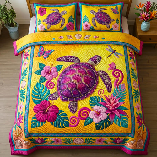 Coastal Turtle 3-Piece Quilted Bedding Set GFTOMA11052