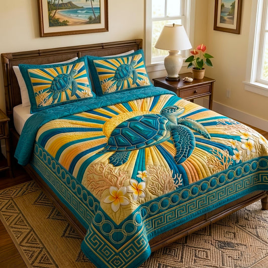 Seaside Turtle 3-Piece Quilted Bedding Set GFTOMA11053