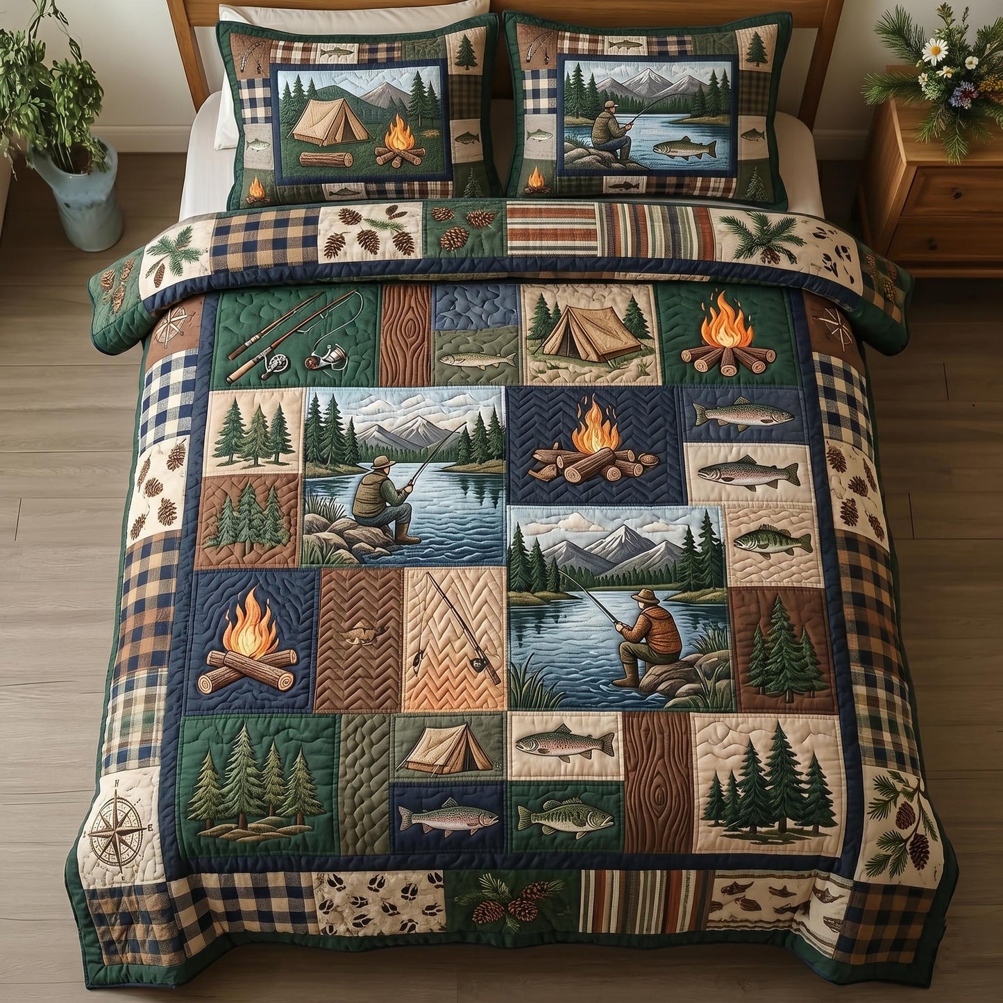 Lake Angler 3-Piece Quilted Bedding Set GFTOMA11098