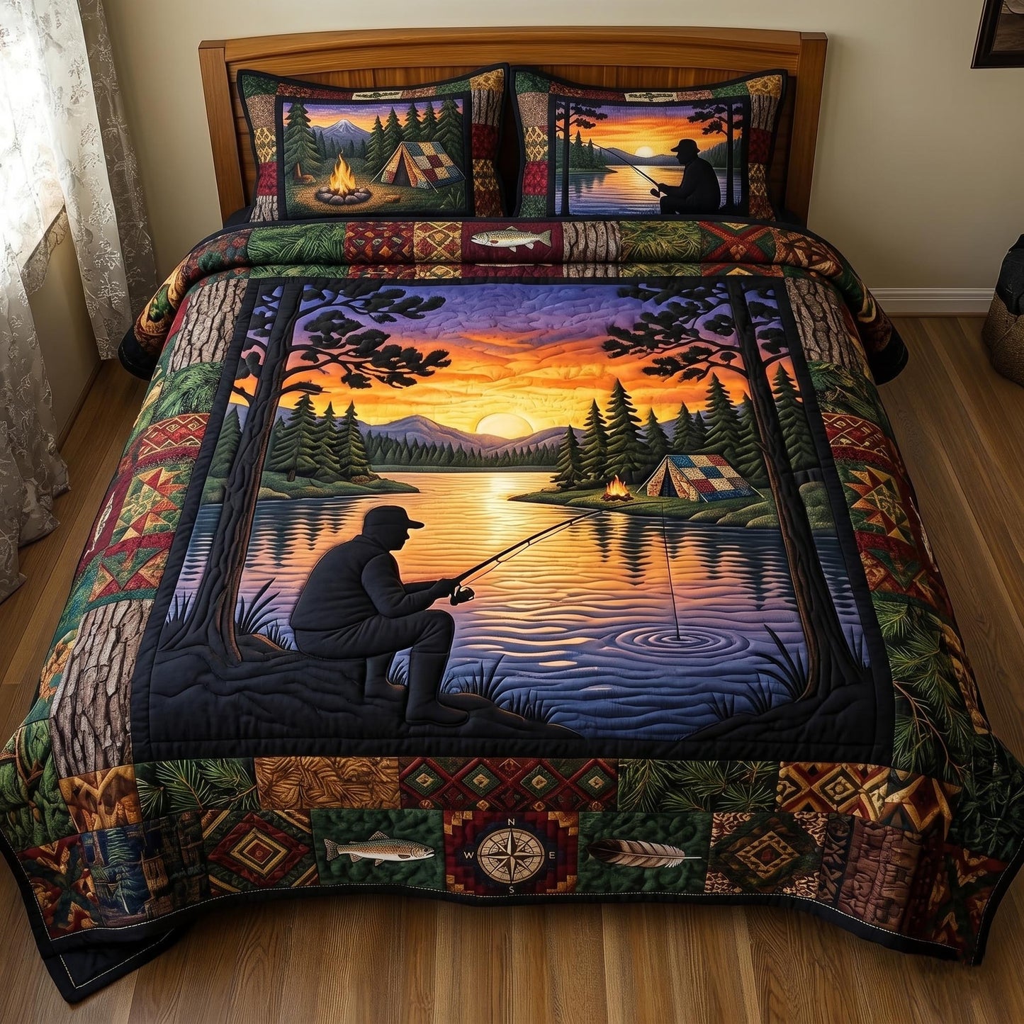 Lake Angler 3-Piece Quilted Bedding Set GFTOMA11099