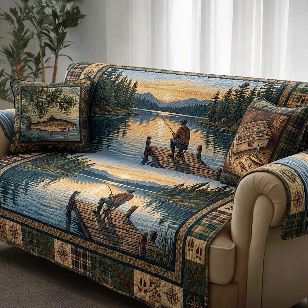 Lake Angler Quilted Sofa Cover GFTOMA11102