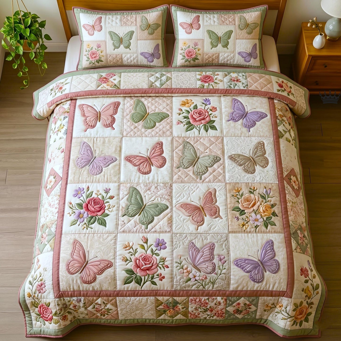 Butterfly Dream 3-Piece Quilted Bedding Set GFTOMA11126