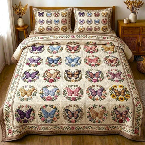 Butterfly Dream 3-Piece Quilted Bedding Set GFTOMA11127