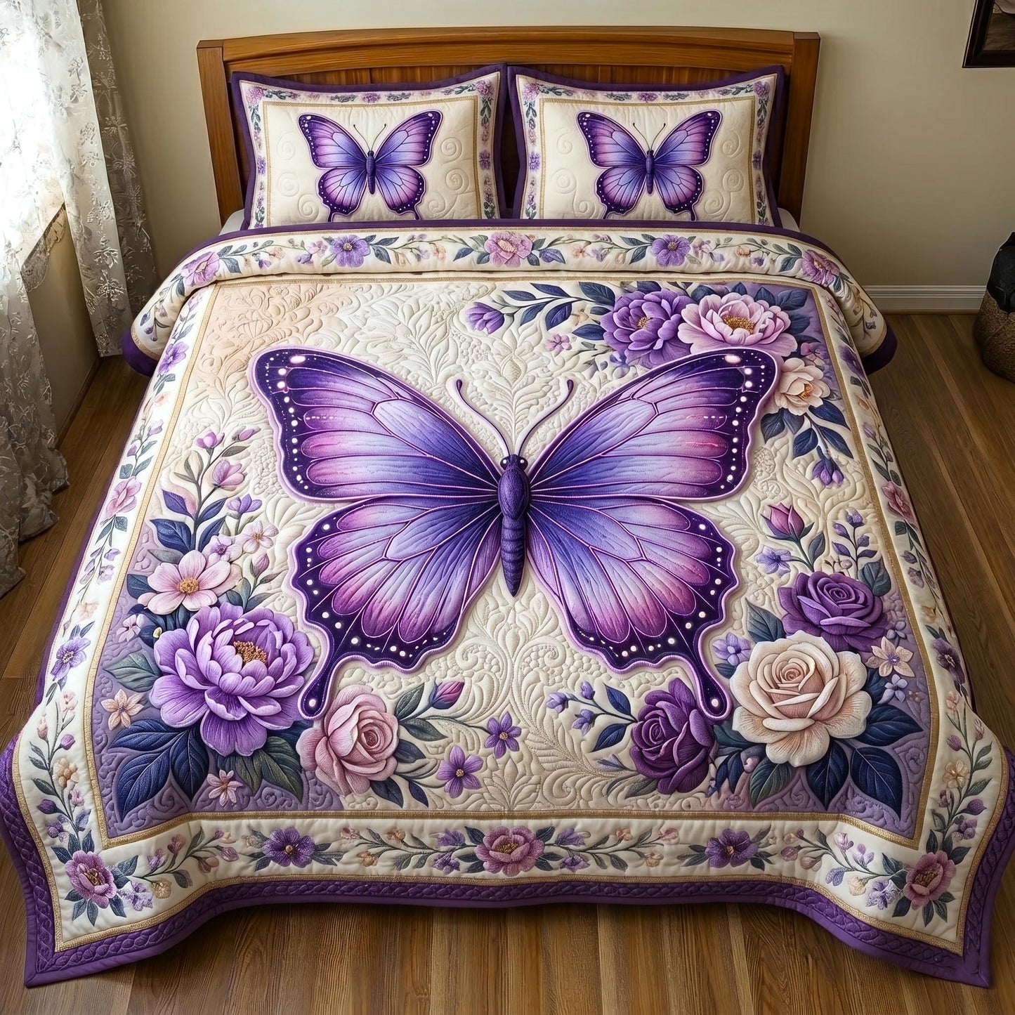 Butterfly Dream 3-Piece Quilted Bedding Set GFTOMA11128