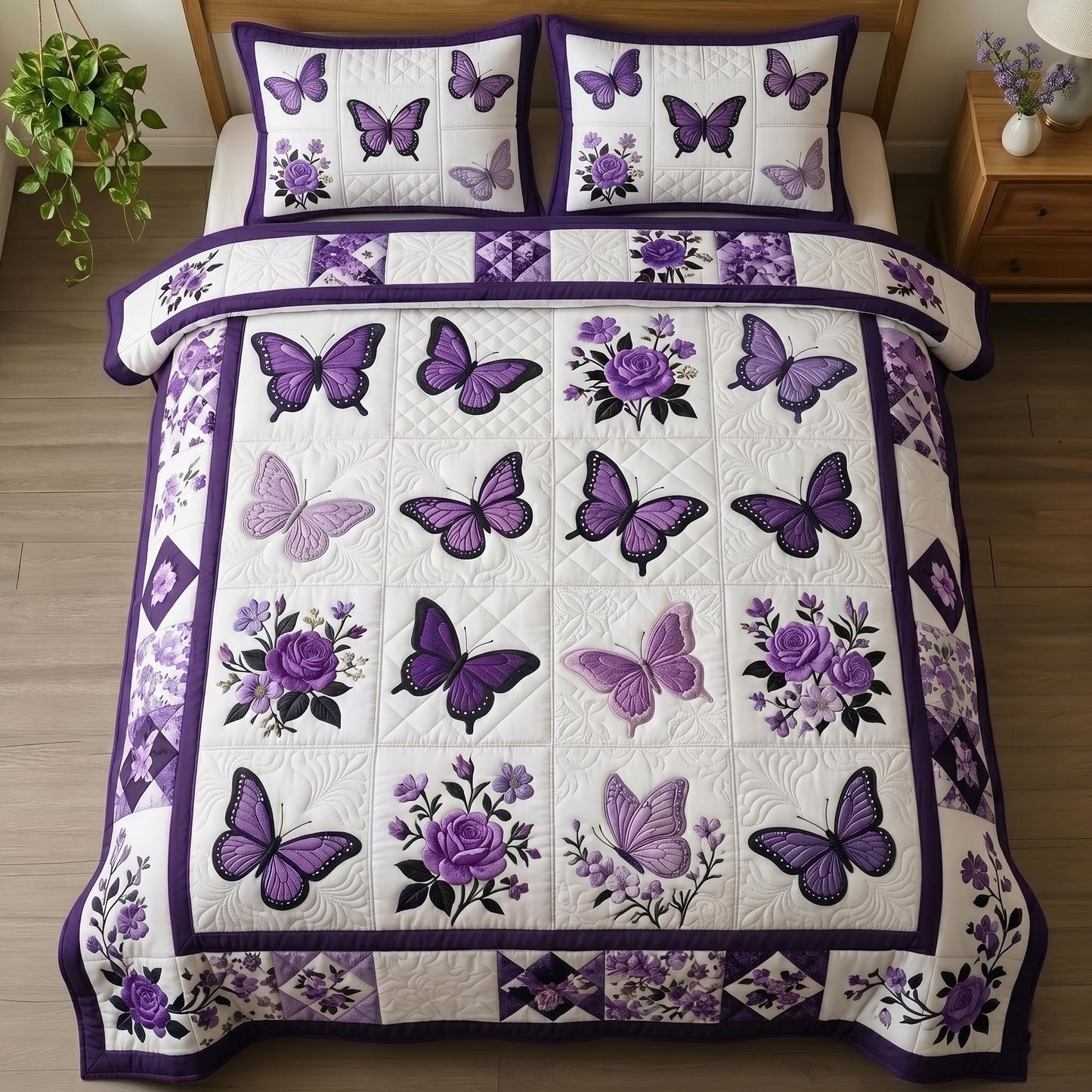 Butterfly Dream 3-Piece Quilted Bedding Set GFTOMA11129