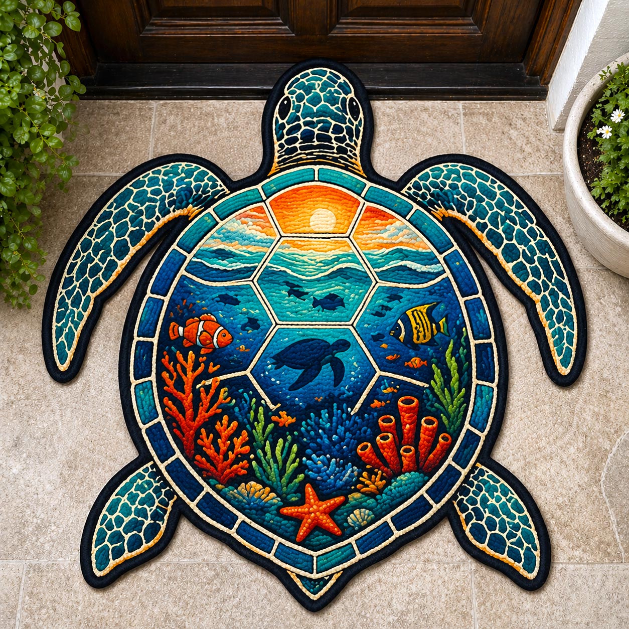 Ocean Treasure Custom Shape Doormat GFTOMA11164