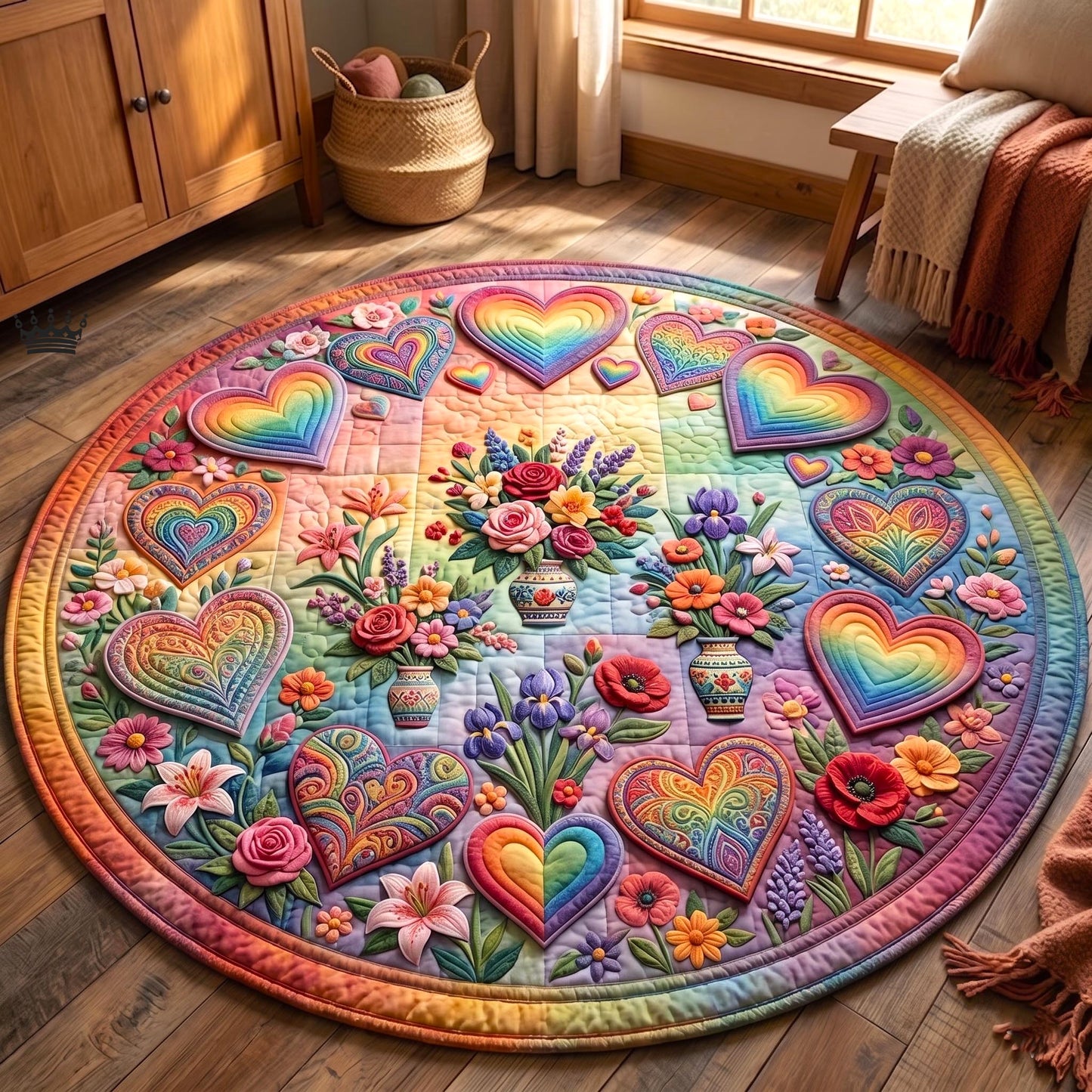 Pride Heart Quilted Round Mat GFTOMA11174