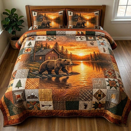 Rustic Bear 3-Piece Quilted Bedding Set GFTOMA11190